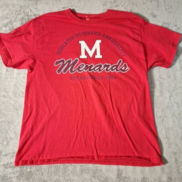 Menards Contractor Wisconsin Chain Construction T-Shirt Size XL Red Cotton - Picture 1 of 6